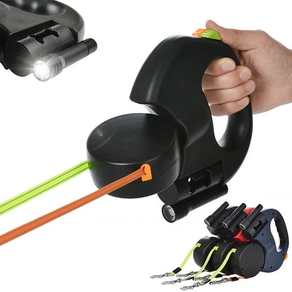 Retractable Dual Doggie Leash with LED Light.