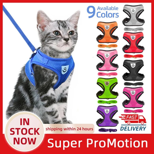 Cat Harness Vest Walking Lead Leash.