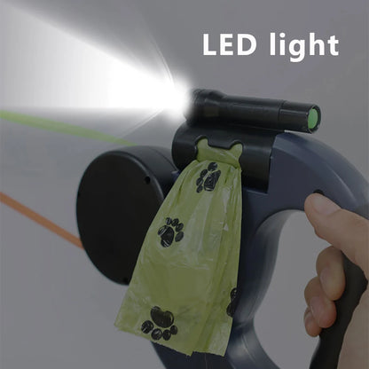 Retractable Dual Doggie Leash with LED Light.