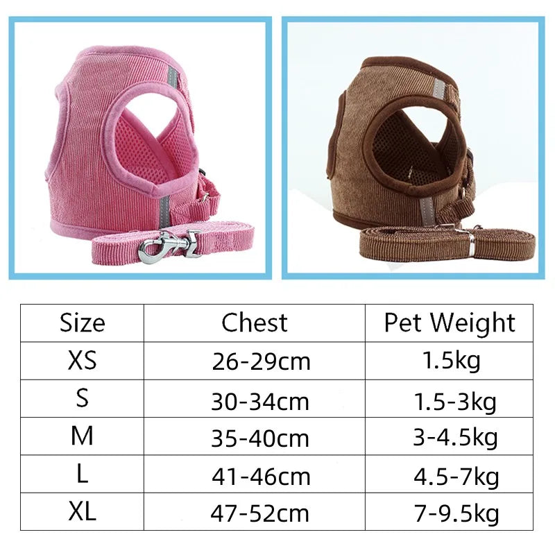 Reflective Pet Dog Vest Harness and Leash Set.